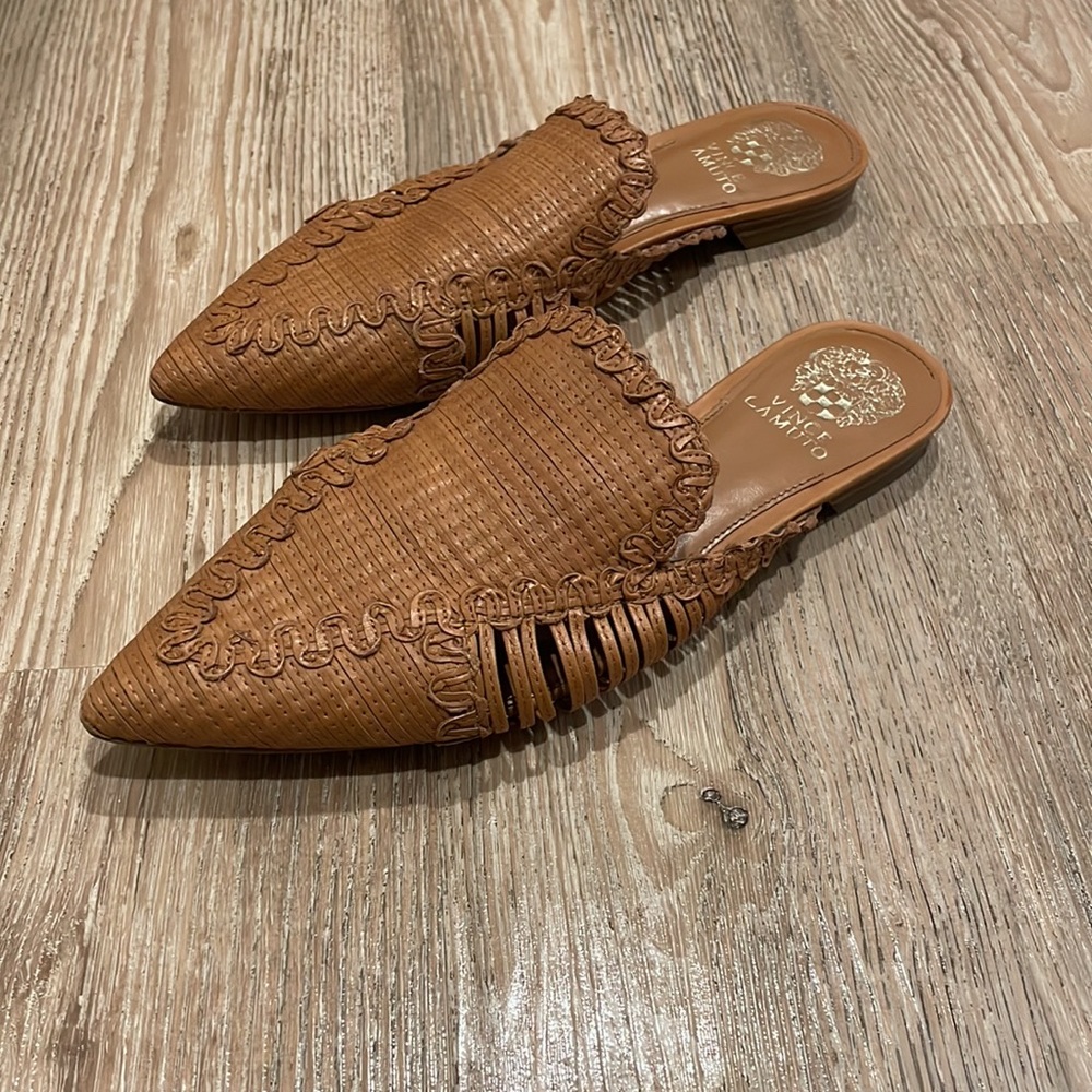 Vince Camuto Brown Woven Mules